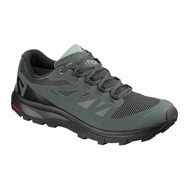 Zapatillas Trekking Salomon Hombre Negras / Verde - Salomon Argentina OUTLINE GORE-TEX ,941258-MCD